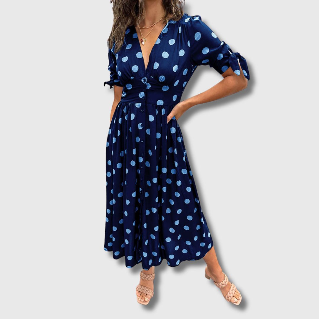 Monique – Robe vintage à pois pour femme