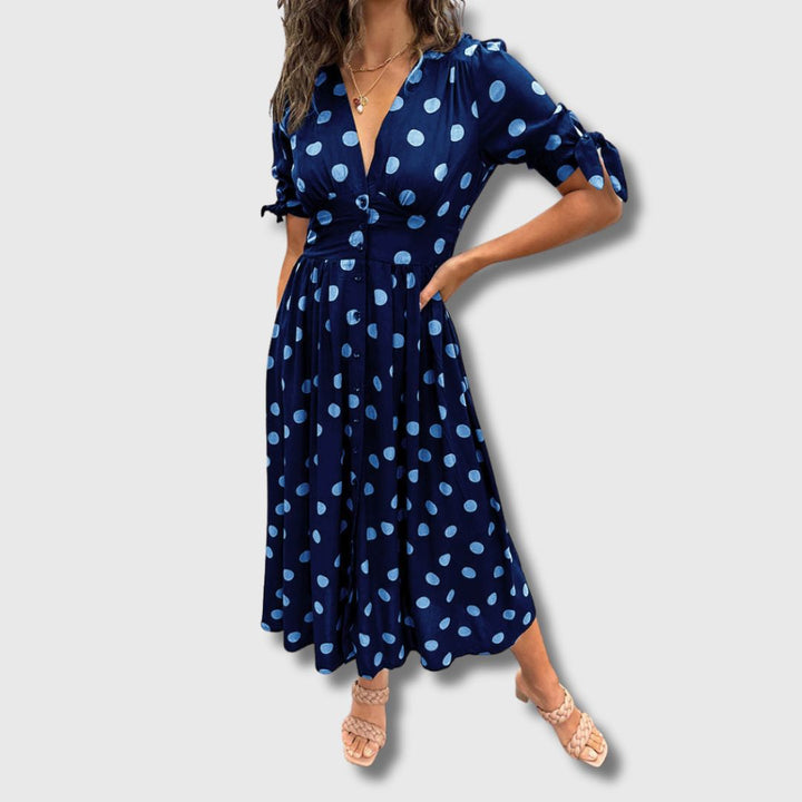 Monique – Robe vintage à pois pour femme
