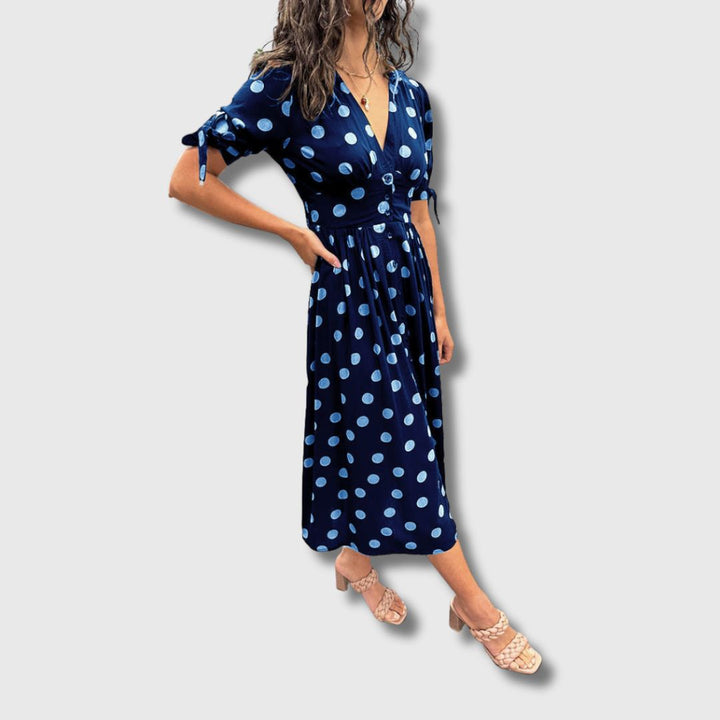 Monique – Robe vintage à pois pour femme