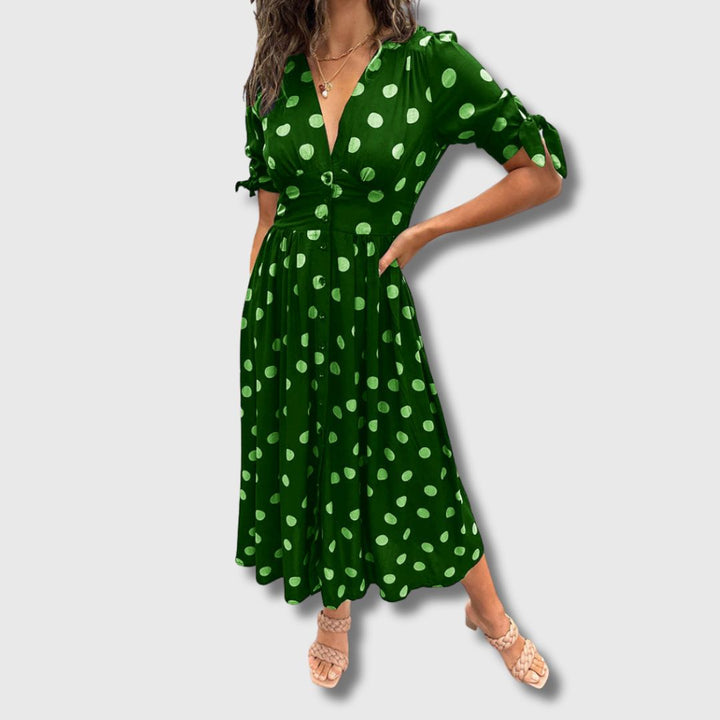 Monique – Robe vintage à pois pour femme