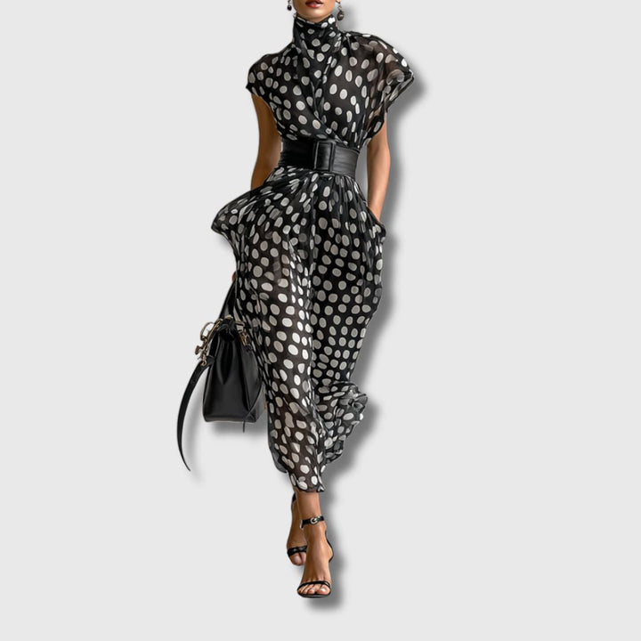 Andrea – Robe Maxi en Chiffon à Pois