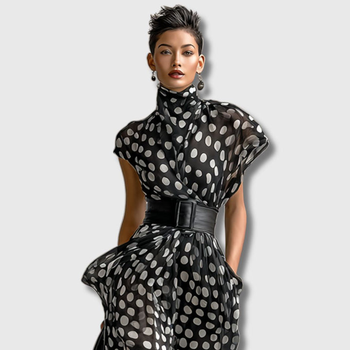 Andrea – Robe Maxi en Chiffon à Pois