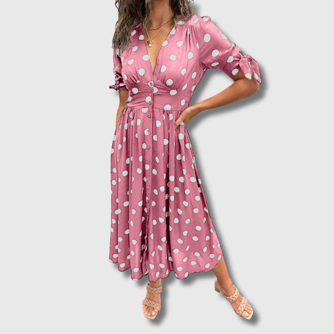 Monique – Robe vintage à pois pour femme