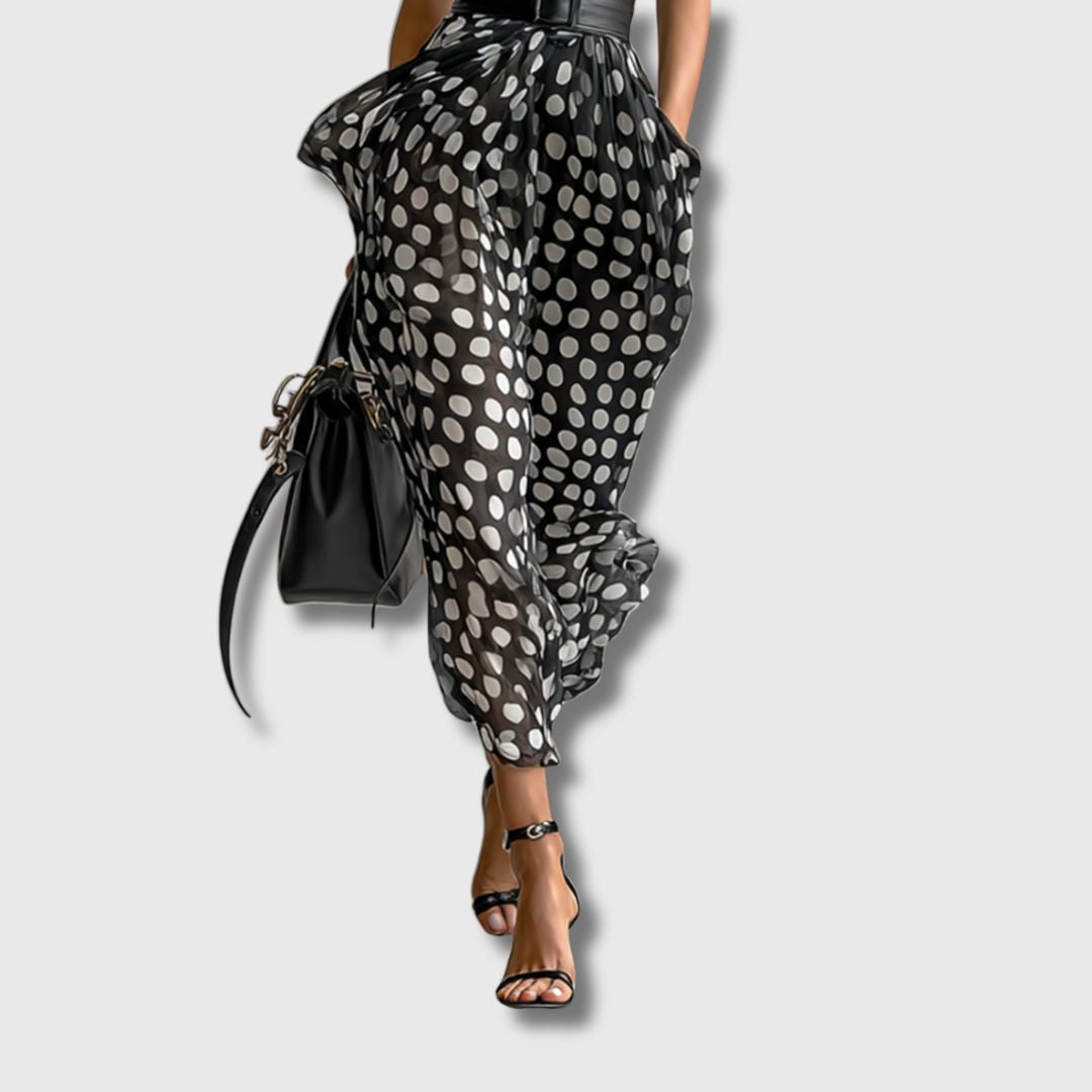 Andrea – Robe Maxi en Chiffon à Pois