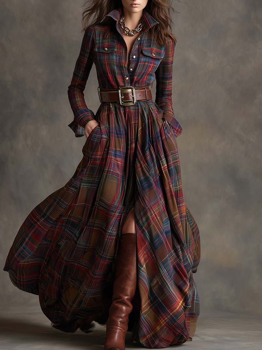 Elena - Chemise-robe à carreaux