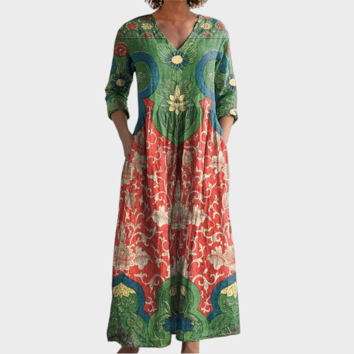 Klara - Robe longue avec imprimé floral vintage