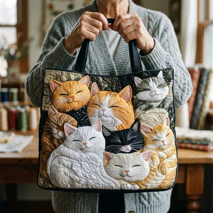 Sac à Dos Matelassé Artisanale - Chats Endormis