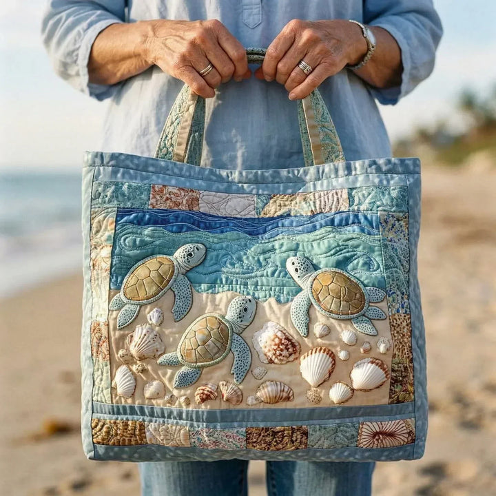 Sac Cabas Matelassé Artisanal - Tortues Marines