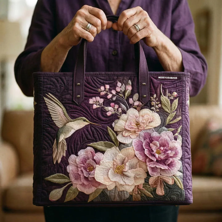 Sac tote rembourré - Colibri et Orchidées