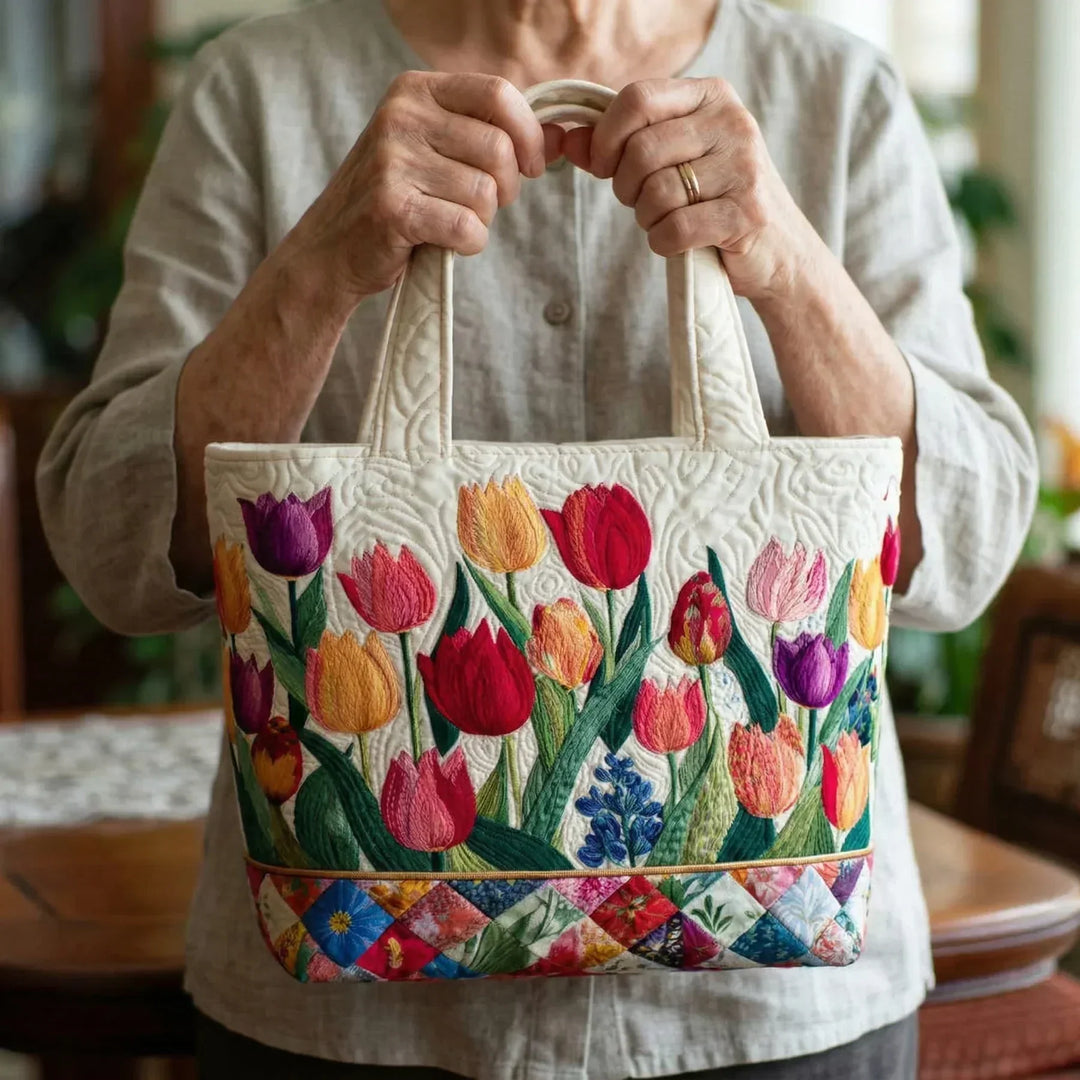 Sac tote matelassé - Jardin de tulipes