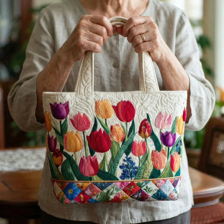 Sac tote matelassé - Jardin de tulipes