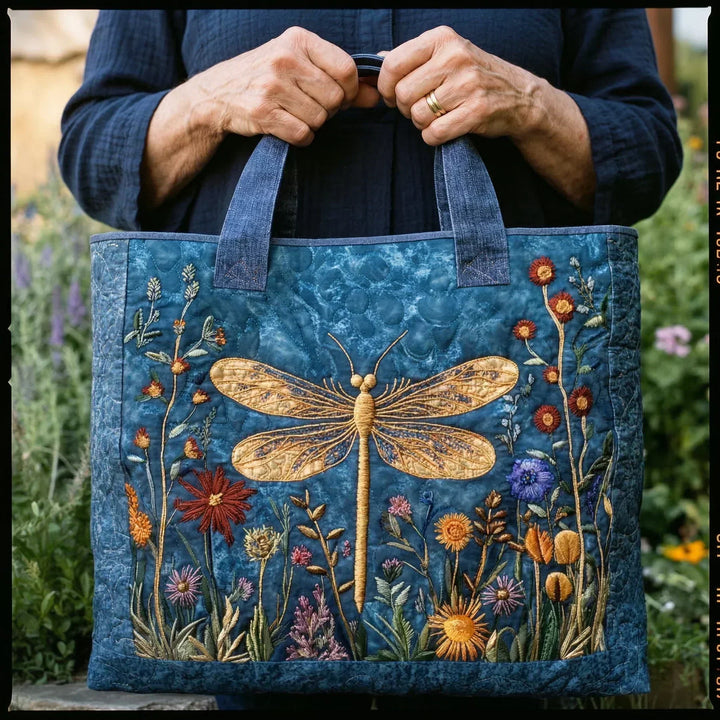 Sac tote matelassé - Libellule dorée