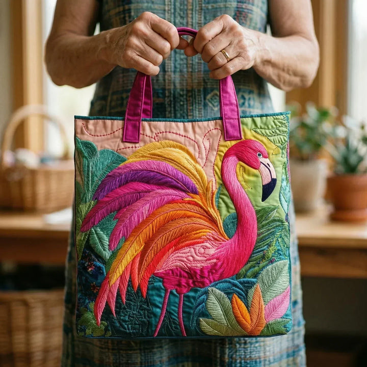 Sac tote rembourré - Flamant arc-en-ciel