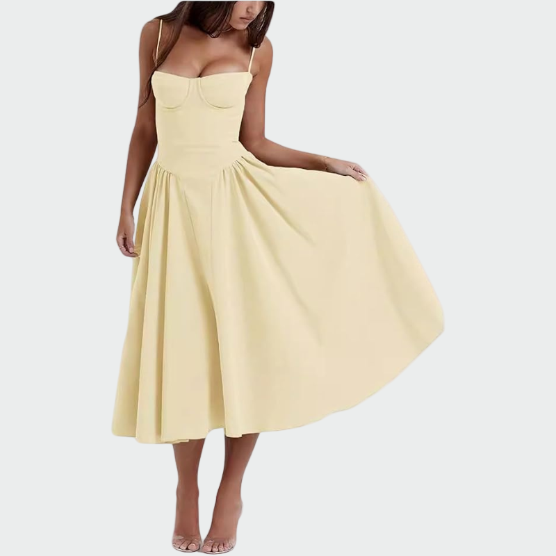 Robe Maxi en Satin avec Fines Bretelles