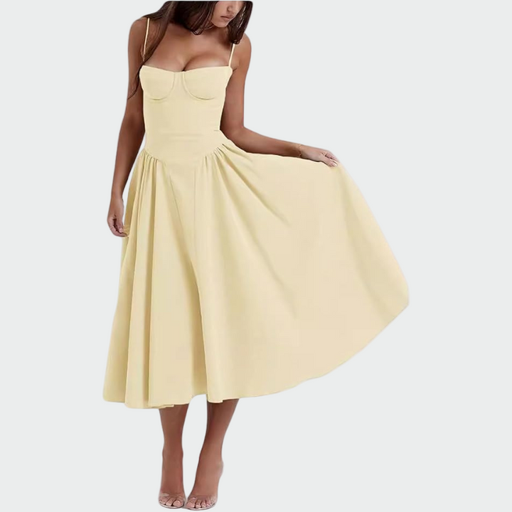 Robe Maxi en Satin avec Fines Bretelles