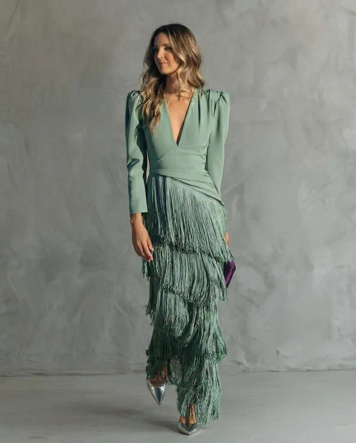 Clara – Robe Élégante avec Franges