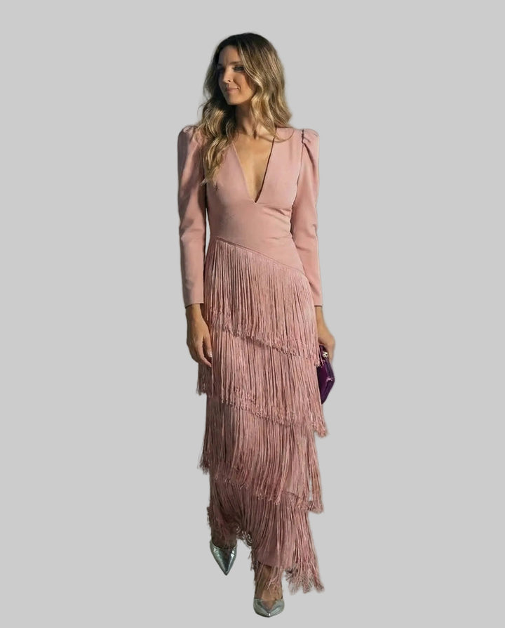 Clara – Robe Élégante avec Franges