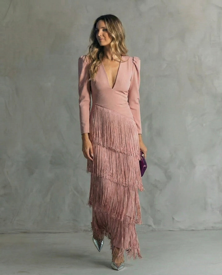 Clara – Robe Élégante avec Franges