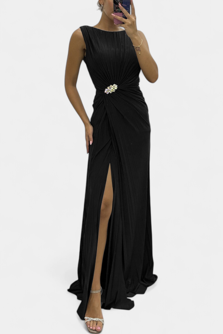 Robe Emilija Maxi avec Plis et Décolleté Latéral