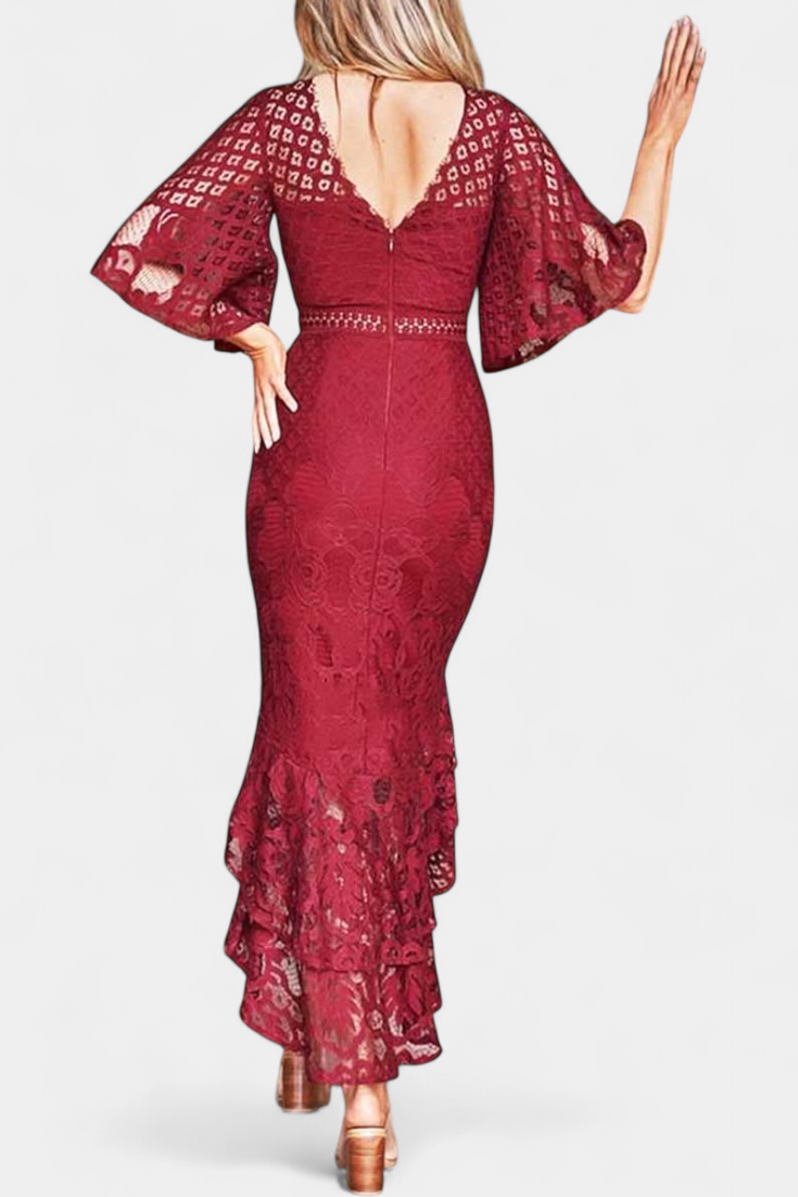 Ksenija Midi Robe en Dentelle avec Décolleté en Coeur