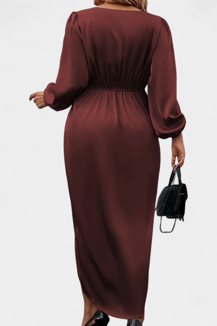 Andrea - Robe Longue Élégante avec Décolleté en V et Fente Latérale