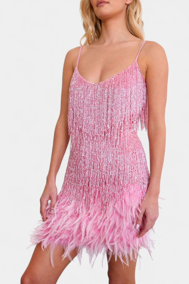 Mirjana Mini Robe avec Plumes