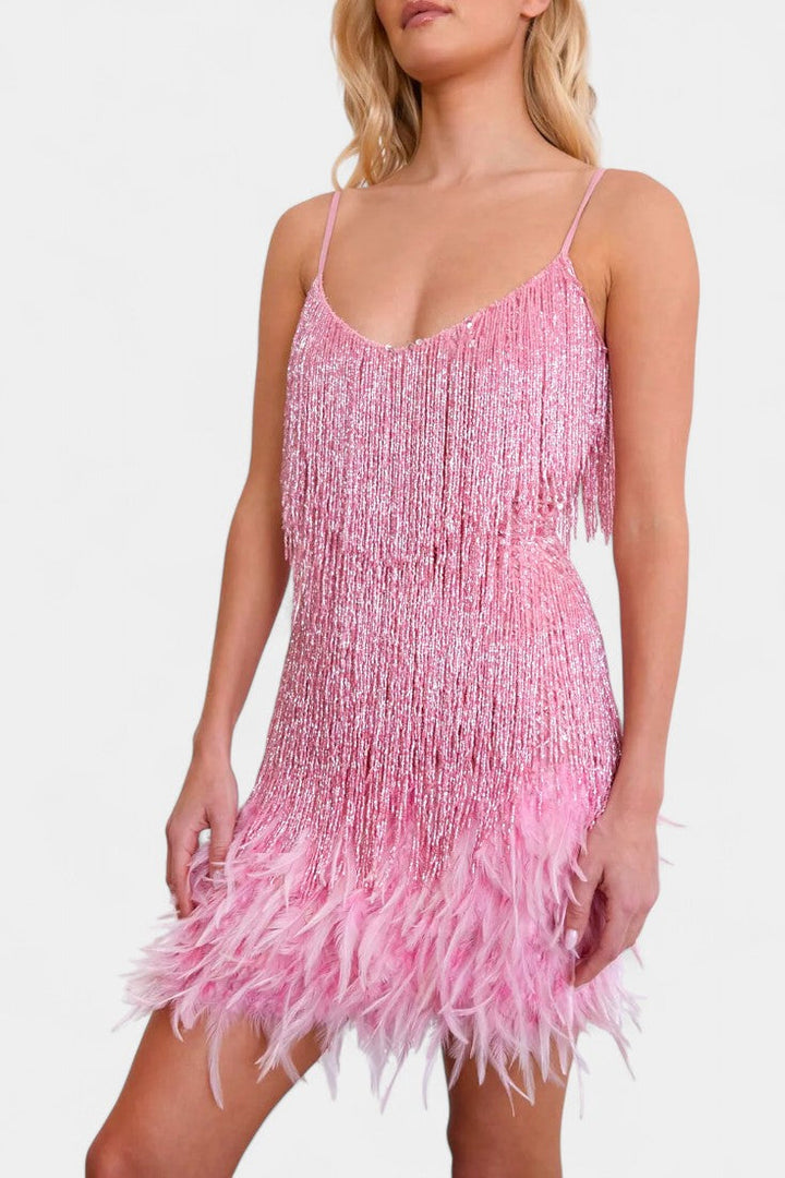 Mirjana Mini Robe avec Plumes