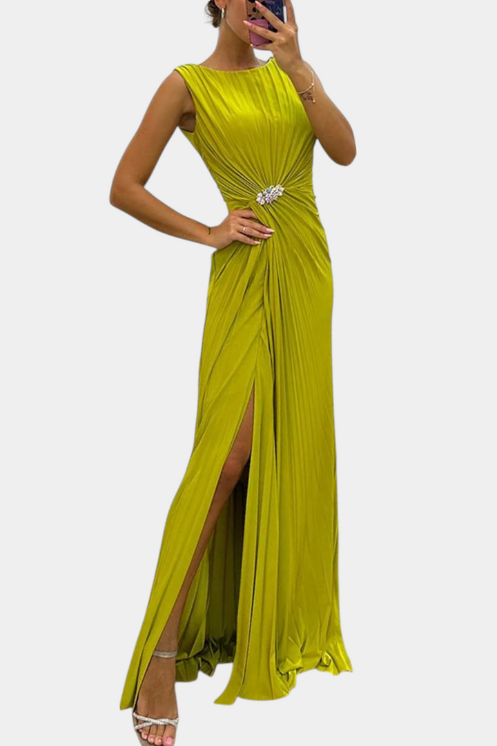Robe Emilija Maxi avec Plis et Décolleté Latéral