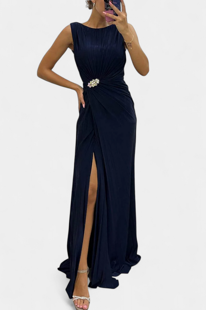 Robe Emilija Maxi avec Plis et Décolleté Latéral