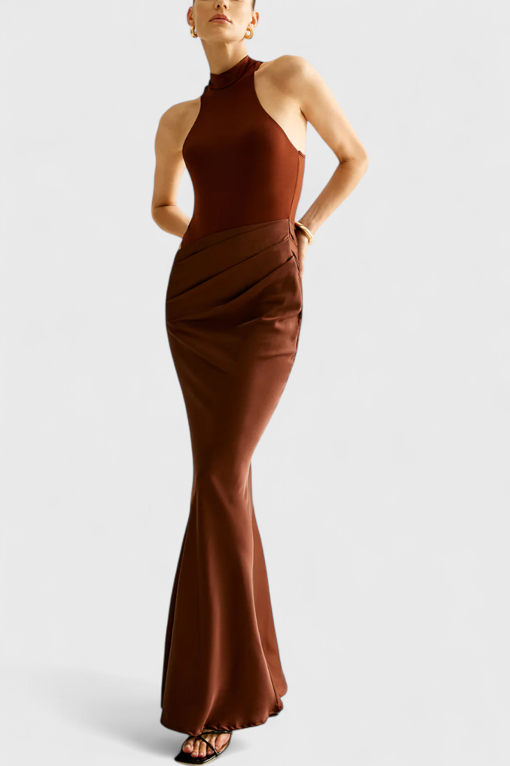 Robe Maxi Leona avec Style Top et Silhouette Allongée