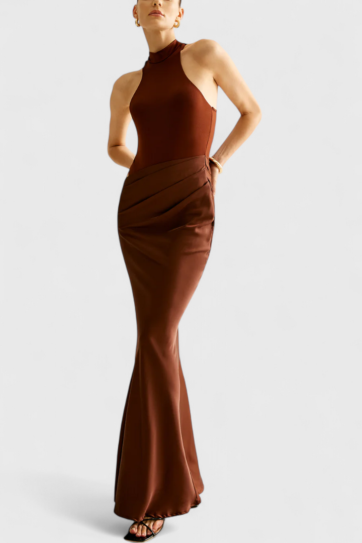 Robe Maxi Leona avec Style Top et Silhouette Allongée