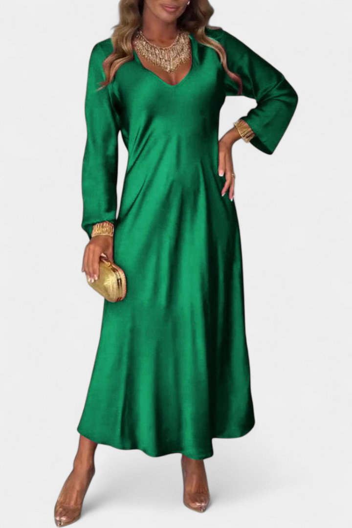 Robe Fluide Martina avec Décolleté en V et Manches Longues