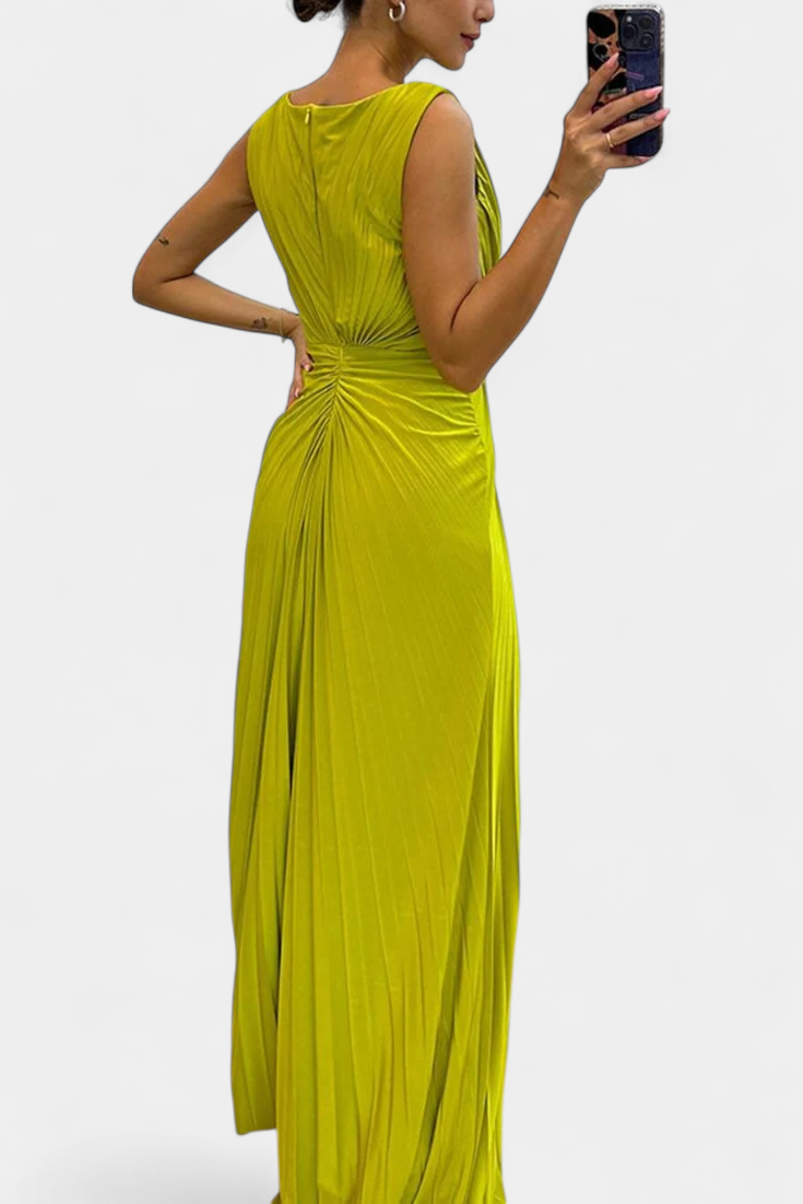 Robe Emilija Maxi avec Plis et Décolleté Latéral