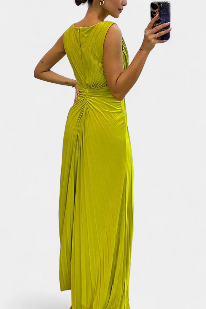 Robe Emilija Maxi avec Plis et Décolleté Latéral