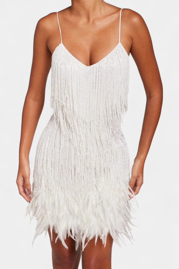 Mirjana Mini Robe avec Plumes