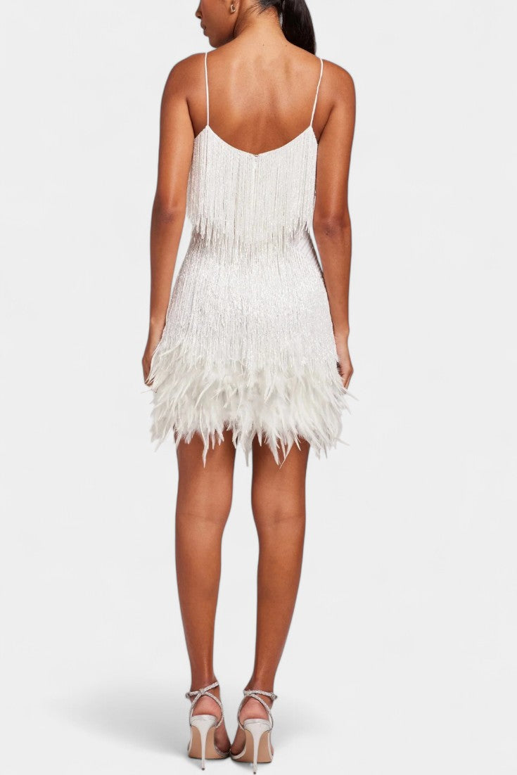 Mirjana Mini Robe avec Plumes
