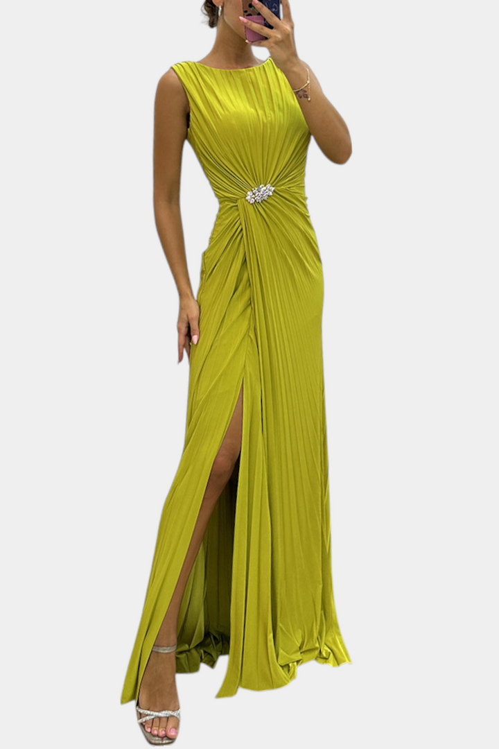 Robe Emilija Maxi avec Plis et Décolleté Latéral