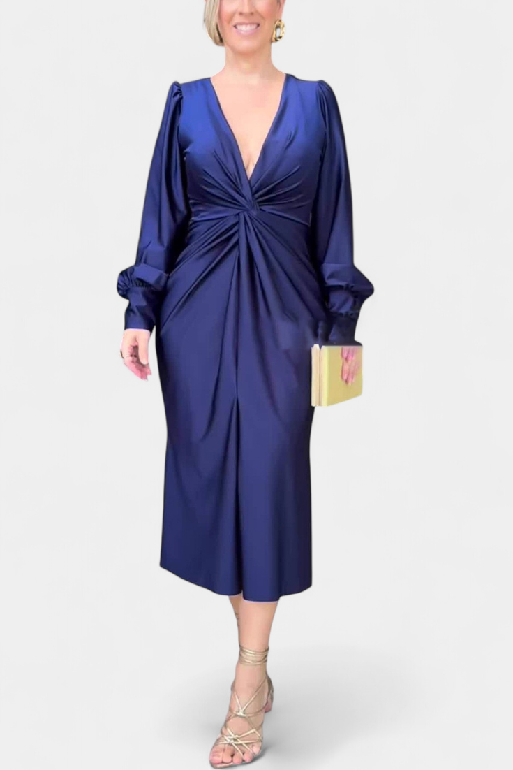 Robe Longue Lena à Manches Longues et Décolleté en V