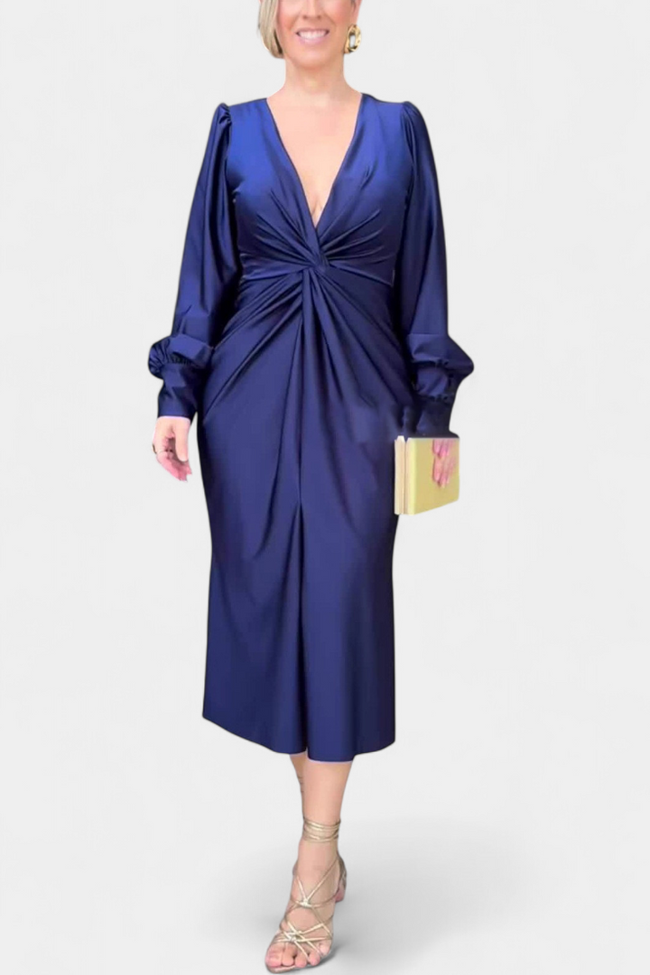 Robe Longue Lena à Manches Longues et Décolleté en V