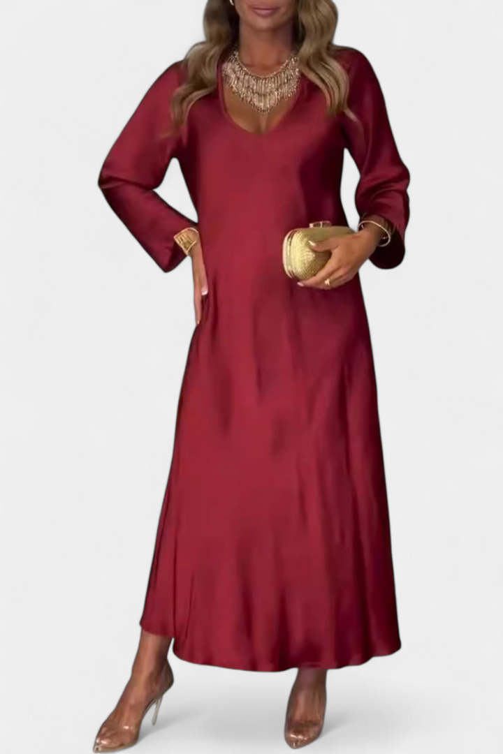 Robe Fluide Martina avec Décolleté en V et Manches Longues