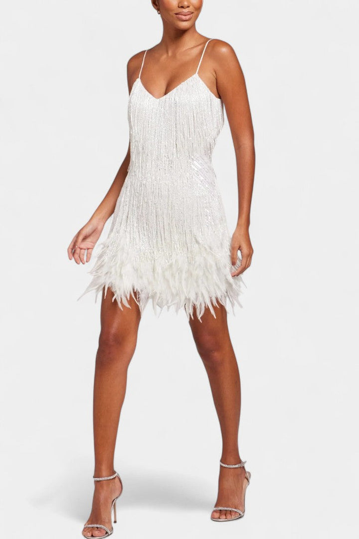 Mirjana Mini Robe avec Plumes