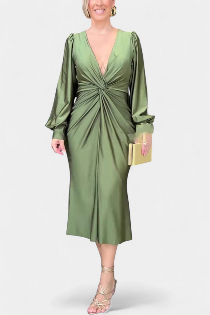 Robe Longue Lena à Manches Longues et Décolleté en V