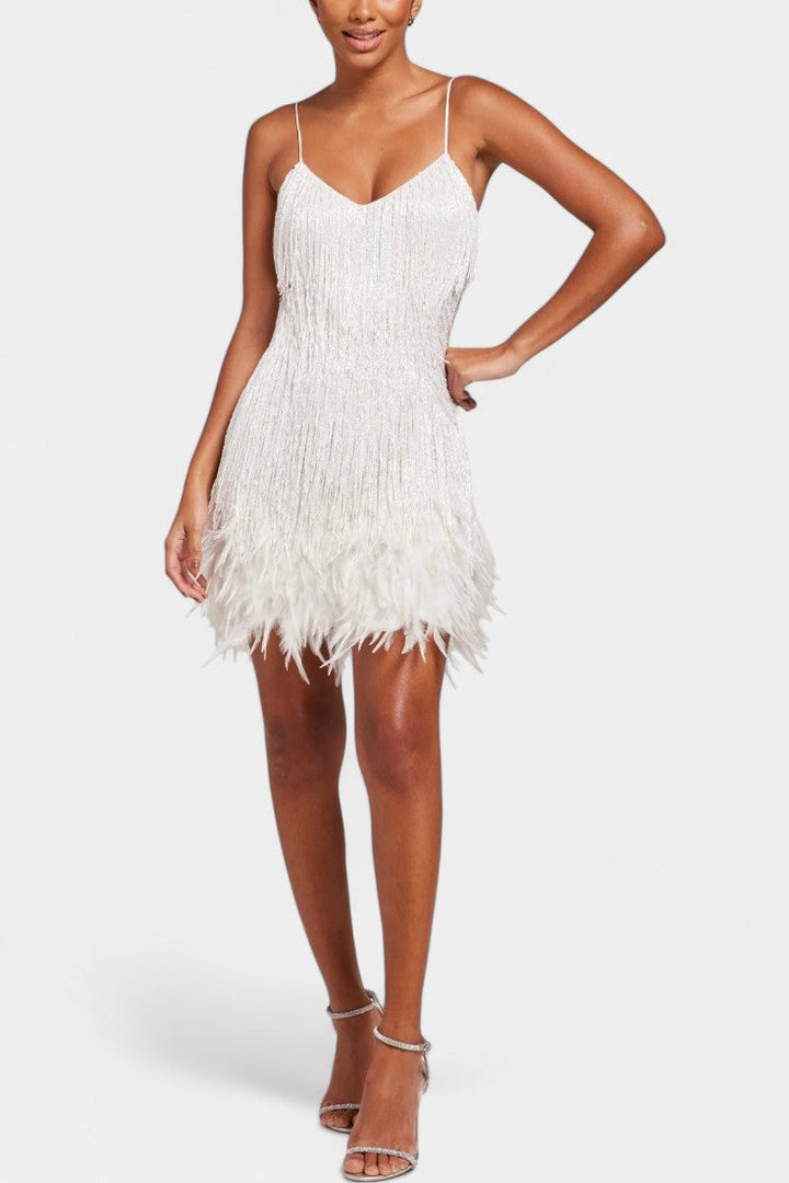Mirjana Mini Robe avec Plumes