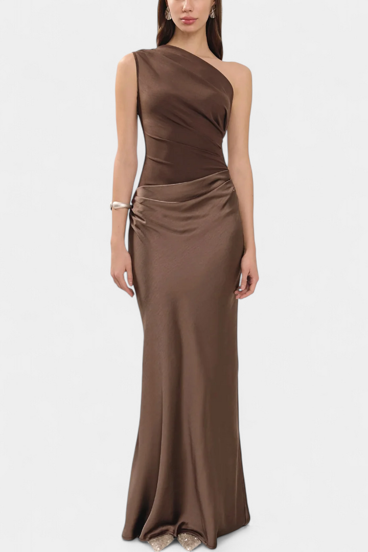 Robe Longue de Soirée avec Décolleté Asymétrique