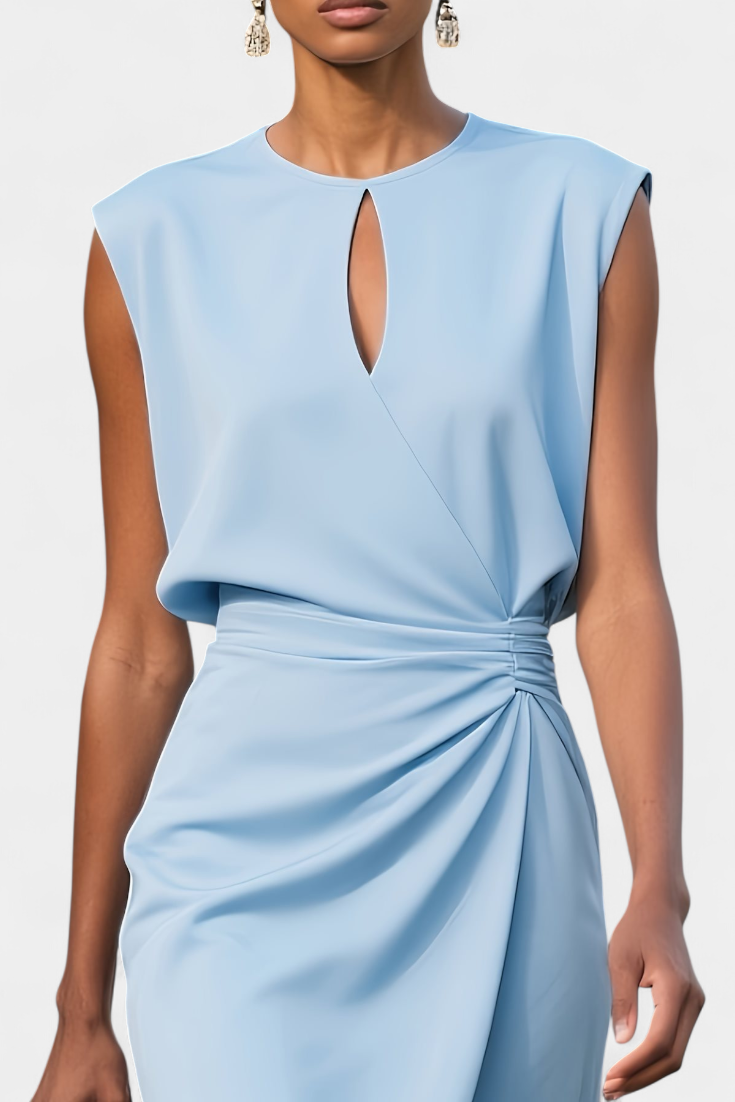 Robe Midi Maša avec Manches Longues et Décolleté Rond