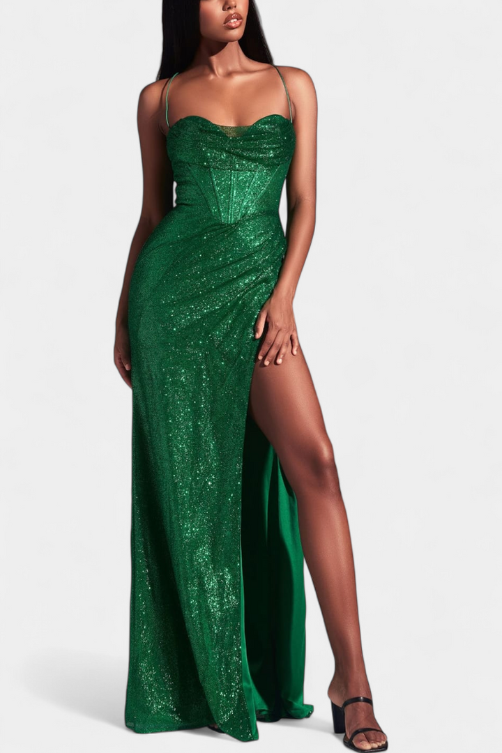 Robe Ines Sirène avec Corsage et Bretelles Fines