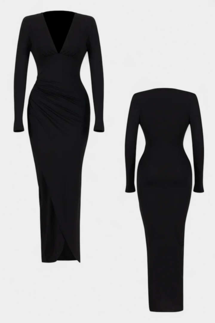 Robe Jelena à Manches Longues et Décolleté en V Profond