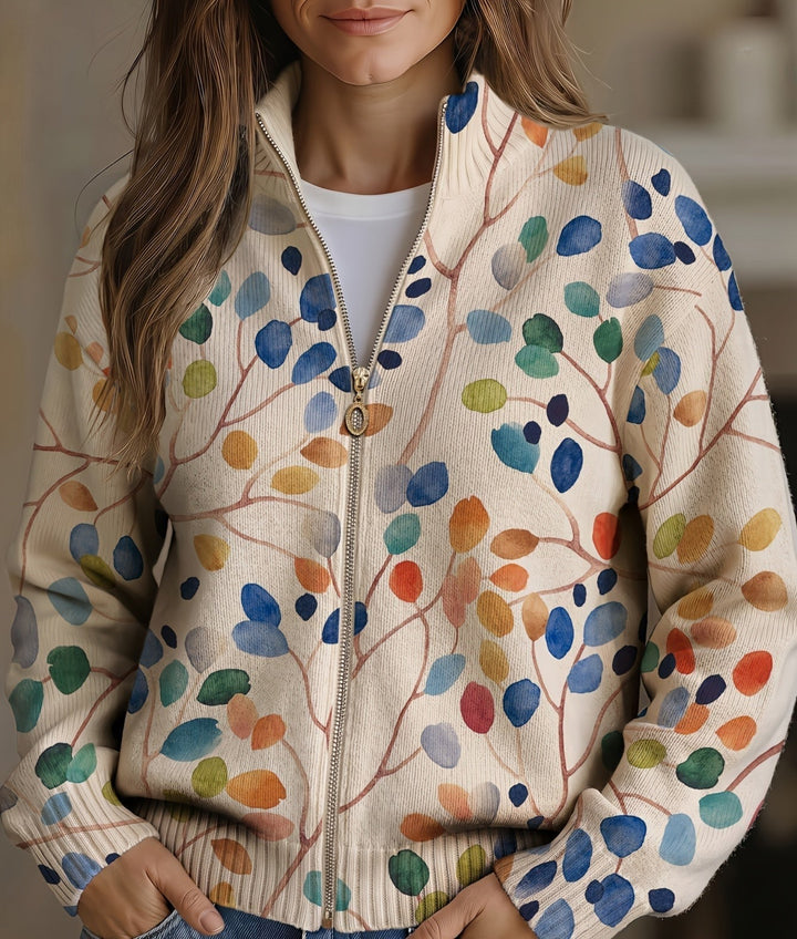 Delphine | Cardigan zippé à imprimé botanique