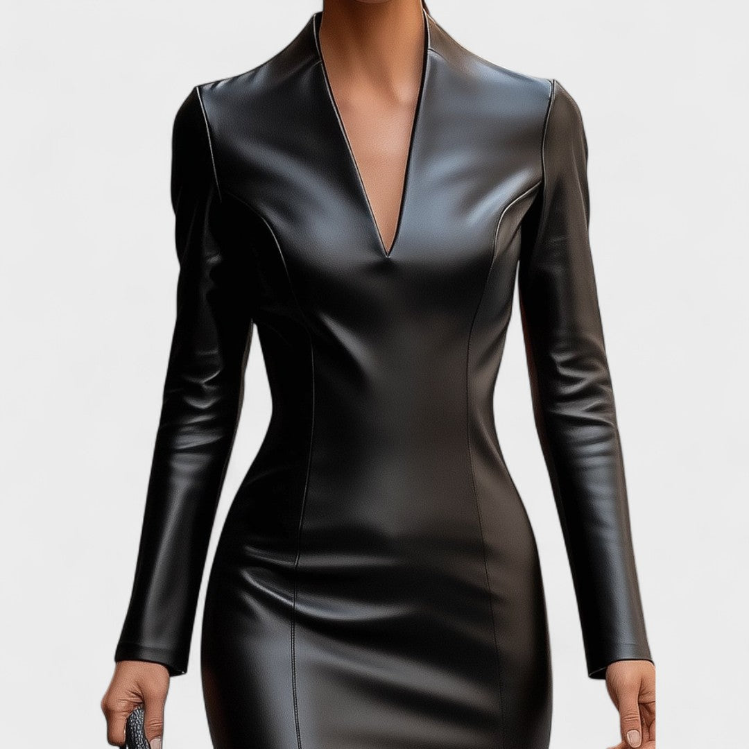 Lada - Robe moulante en simili cuir