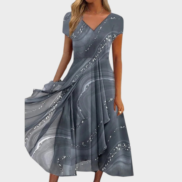 Lucija™ – Robe midi élégante avec décolleté en V